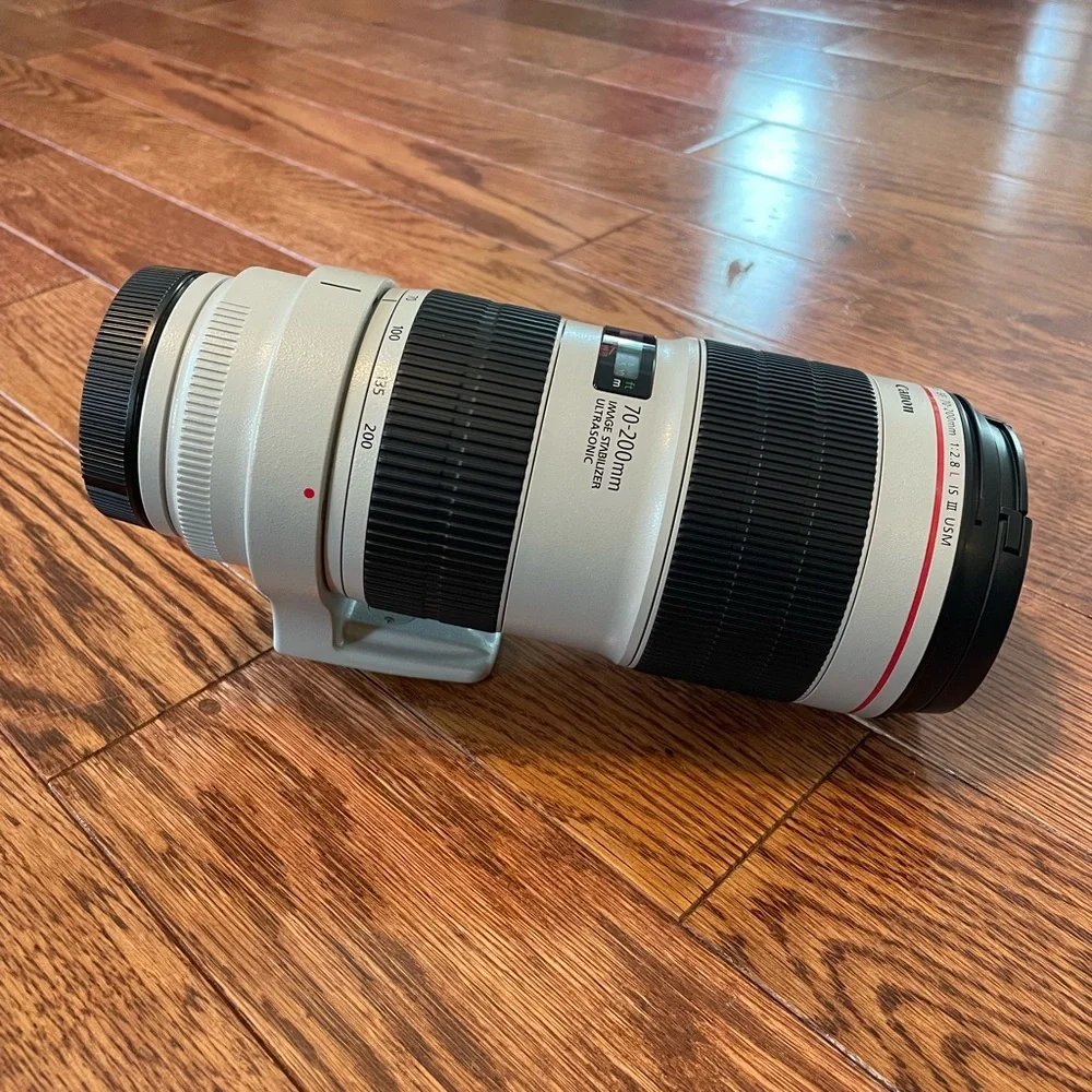 Canon EF 70-200 2.8 lll with lens hood and Canon case